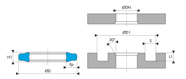 Logement Gorge joint de bride - Housing Groove SAE Flange seal BECA 710 SAE J518