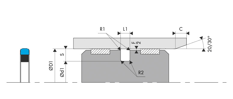 Logement Gorge Joint de piston - Housing Groove Gland Piston seal BECA 535