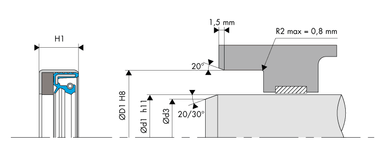 Logement Gorge Joint Combi - Housing Groove Combi Seal - COMB1