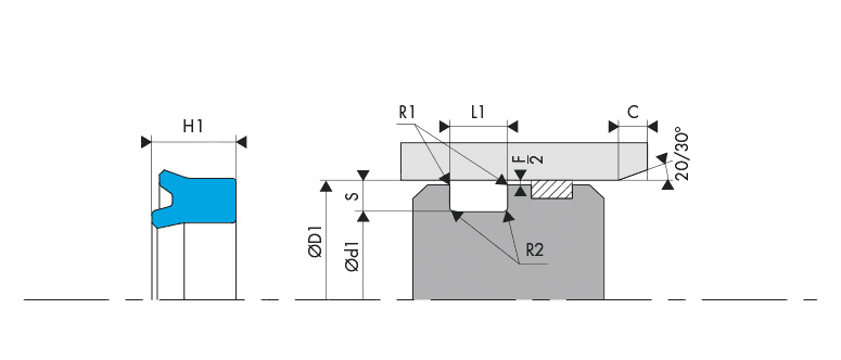 Logement Gorge Joint de piston - Housing Groove Gland Piston seal BECA 336