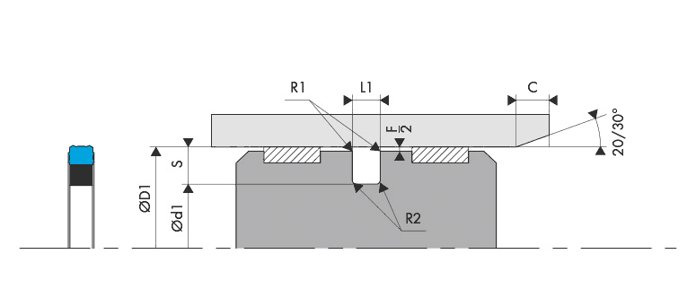 Logement Gorge Joint de piston - Housing Groove Gland Piston seal BECA 530