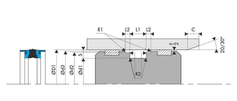 Logement Gorge Joint de piston - Housing Groove Gland Piston seal BECA 579S