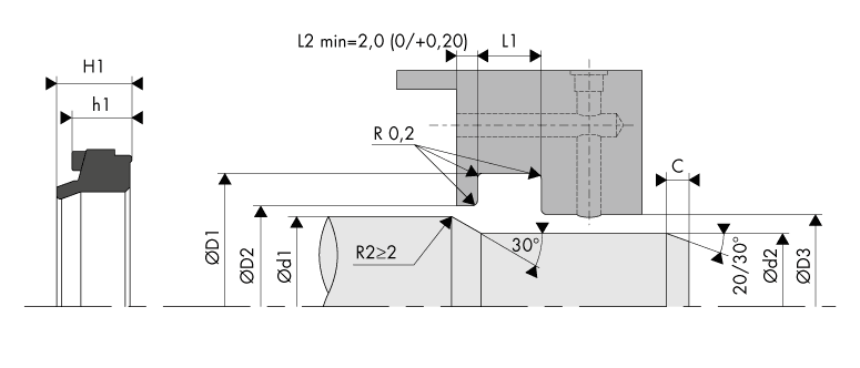 Housing Groove Pneumatic Shock Absorber Seal - BECA 391