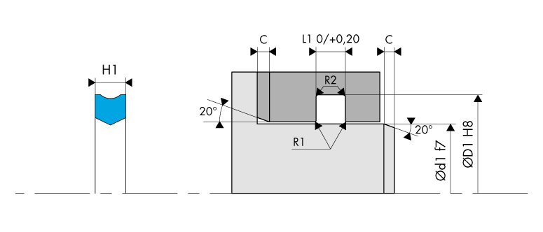 Logement Gorge joint statique joint de tige - Housing Groove static seal rod seal - BECA 040