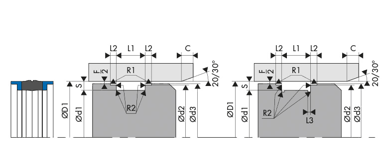 Housing Groove Gland Piston Seal - BECA - 571