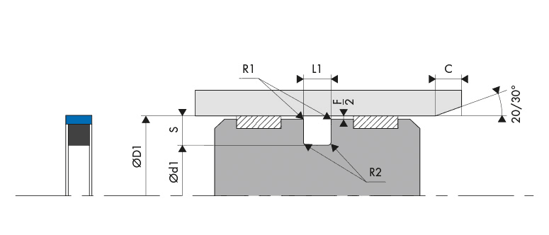 Logement Gorge Joint de piston - Housing Groove Gland Piston seal BECA 650