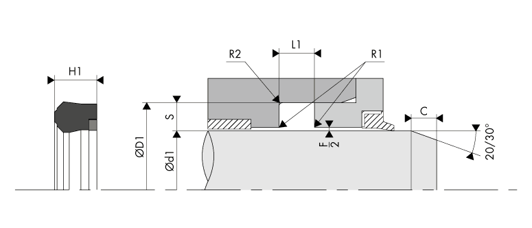 Logement Gorge Joint de tige - Housing Groove Gland Rod seal BECA 302/AE